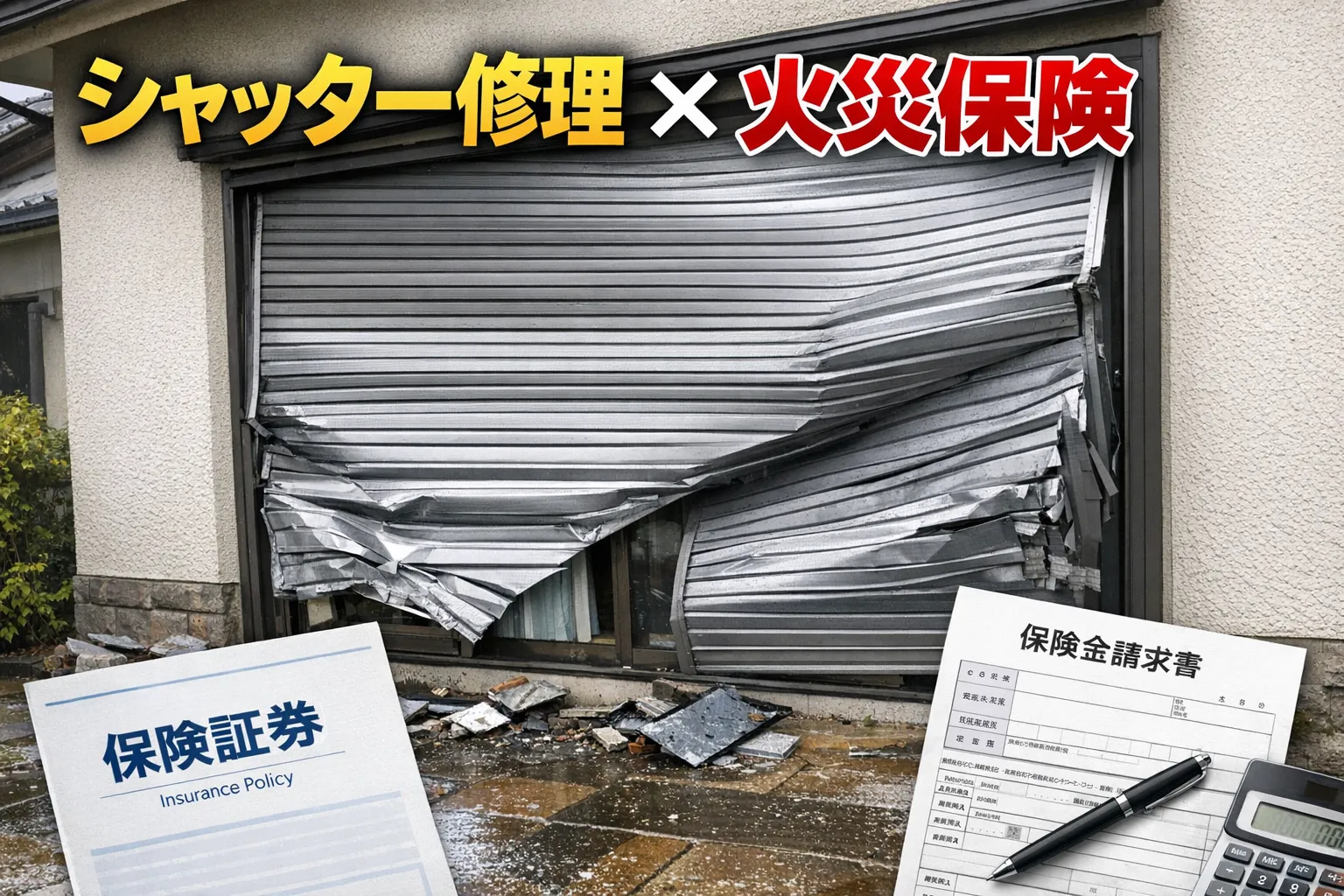 台風・強風でシャッターが破損したら火災保険は使える？